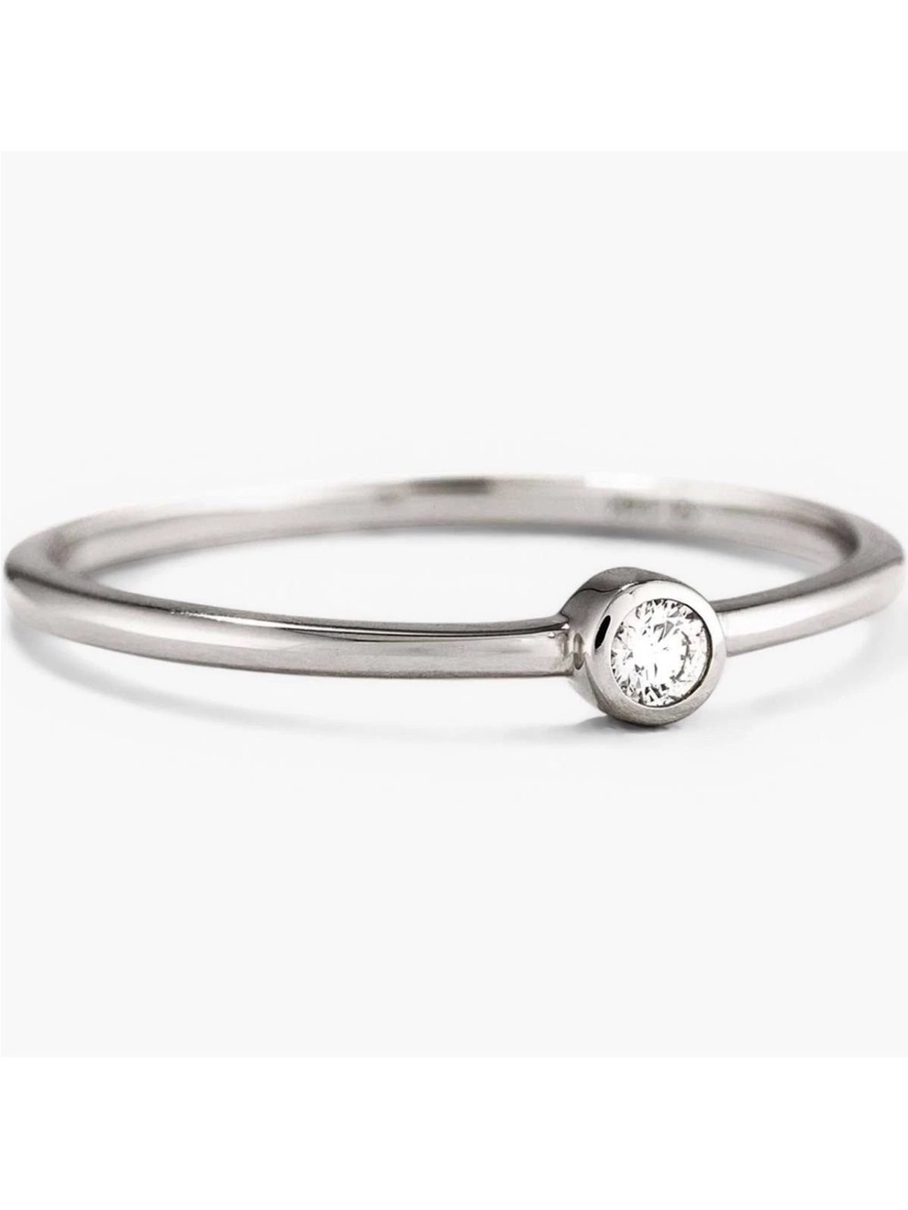 NEW Mejuri 14k White Gold Round Solitaire Single Solo Diamond Stacker Ring Sz 6
